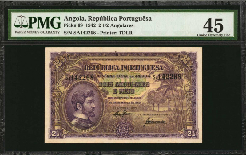 ANGOLA. Republica Portuguesa. 2 1/2 Angolares, 1942. P-69. PMG Choice Extremely ...