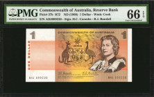 AUSTRALIA. Reserve Bank of Australia. 1 Dollar, ND (1968). P-37b. PMG Gem Uncirculated 66 EPQ.

Estimate: $30.00 - $50.00
