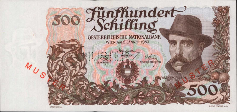 AUSTRIA. Oesterreichische Nationalbank. 500 Schilling, 1953. P-134s. Specimen. U...