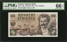 AUSTRIA. Oesterreichische Nationalbank. 100 Schilling, 1960 (ND 1961). P-138a. PMG Gem Uncirculated 66 EPQ.

Estimate: $50.00 - $100.00