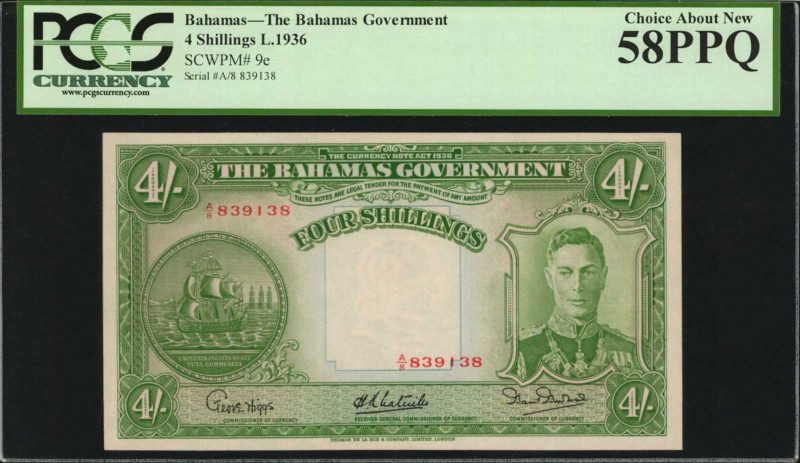 BAHAMAS. Bahamas Government. 4 Shillings, 1936. P-9e. PCGS Currency Choice About...
