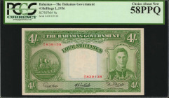 BAHAMAS. Bahamas Government. 4 Shillings, 1936. P-9e. PCGS Currency Choice About New 58 PPQ.

Estimate: $150.00 - $200.00