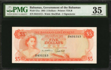 BAHAMAS. Government of the Bahamas. 5 Dollars, 1965. P-21a. PMG Choice Very Fine 35.

Estimate: $50.00 - $100.00