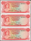 BAHAMAS. Lot of (3). Bahamas Monetary Authority. 3 Dollars, 1968. P-28a. Consecutive. Choice Uncirculated.

Estimate: $120.00 - $180.00