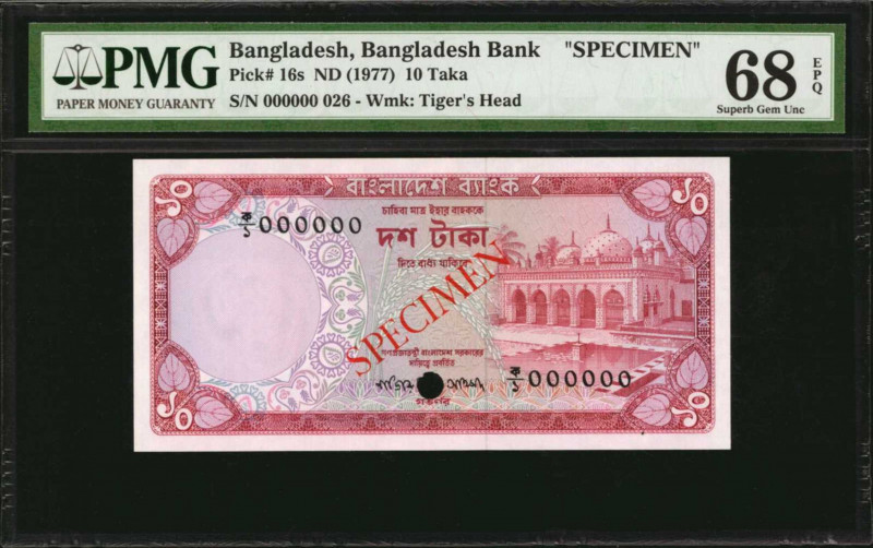 BANGLADESH. Bangladesh Bank. 10 Taka, ND (1977). P-16s. Specimen. PMG Superb Gem...