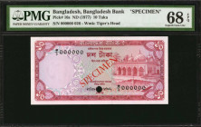 BANGLADESH. Bangladesh Bank. 10 Taka, ND (1977). P-16s. Specimen. PMG Superb Gem Uncirculated 68 EPQ.

Estimate: $150.00 - $250.00