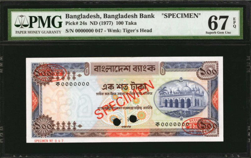 BANGLADESH. Bangladesh Bank. 100 Taka, ND (1977). P-24s. Specimen. PMG Superb Ge...