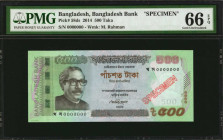 BANGLADESH. Lot of (2). Bangladesh Bank. 500 & 1000 Taka, 2014. P-58ds & 59ds. Specimen. PMG Gem Uncirculated 66 EPQ & Superb Gem Unc 67 EPQ.

Inclu...