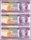 BARBADOS. Lot of (3). Central Bank of Barbados. 20 Dollars, ND (1973). P-34a. Consecutive. Uncirculated.

Estimate: $100.00 - $150.00