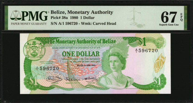 BELIZE. Monetary Authority of Belize. 1 Dollar, 1980. P-38a. PMG Superb Gem Unci...