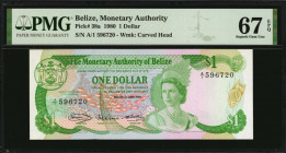 BELIZE. Monetary Authority of Belize. 1 Dollar, 1980. P-38a. PMG Superb Gem Uncirculated 67 EPQ.

Estimate: $75.00 - $100.00