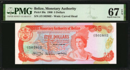 BELIZE. Monetary Authority of Belize. 5 Dollars, 1980. P-39a. PMG Superb Gem Uncirculated 67 EPQ.

Estimate: $150.00 - $200.00
