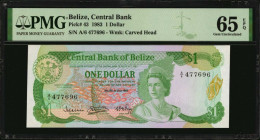 BELIZE. Lot of (4). Central Bank of Belize. 1, 2 & 10 Dollars, 1983, 1990 & 1991. P-43, 52a, 52b & 54b. PMG Gem Uncirculated 65 EPQ & Gem Uncirculated...