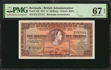 BERMUDA. Bermuda Government. 5 Shillings, 1957. P-18b. PMG Superb Gem Uncirculated 67 EPQ.

Estimate: $150.00 - $250.00