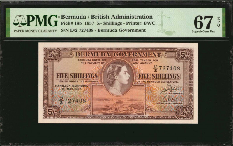 BERMUDA. Lot of (3). Bermuda Government. 5 Shillings, 1957. P-18b. Consecutive. ...