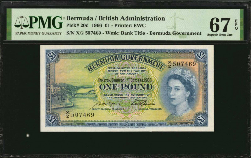 BERMUDA. Bermuda Government. 1 Pound, 1966. P-20d. PMG Superb Gem Uncirculated 6...