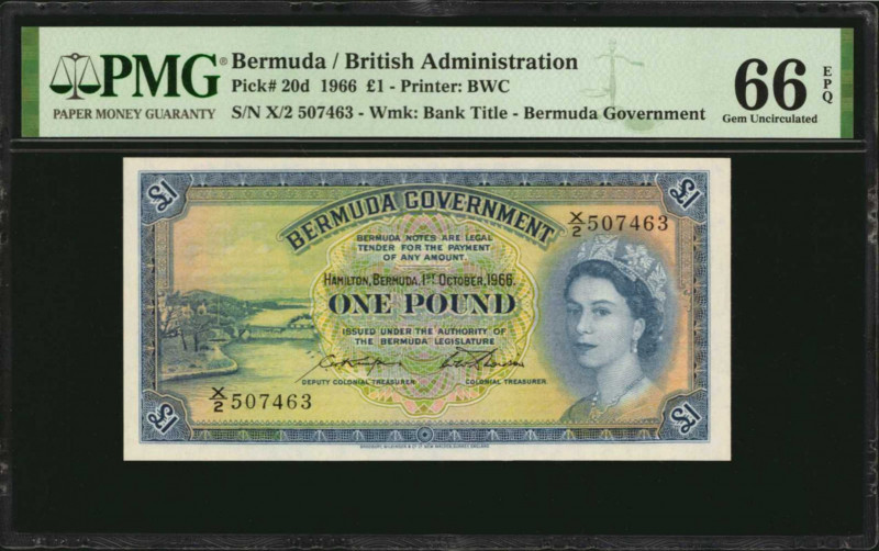 BERMUDA. Lot of (4). Bermuda Government. 1 Pound, 1966. P-20d. Consecutive. PMG ...