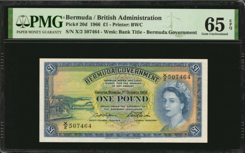 BERMUDA. Lot of (4). Bermuda Government. 1 Pound, 1966. P-20d. Consecutive. PMG ...