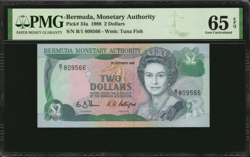 BERMUDA. Lot of (2). Bermuda Monetary Authority. 2 & 5 Dollars, 1981 & 1988. P-2...