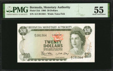 BERMUDA. Bermuda Monetary Authority. 20 Dollars, 1986. P-31d. PMG About Uncirculated 55.

Estimate: $150.00 - $250.00