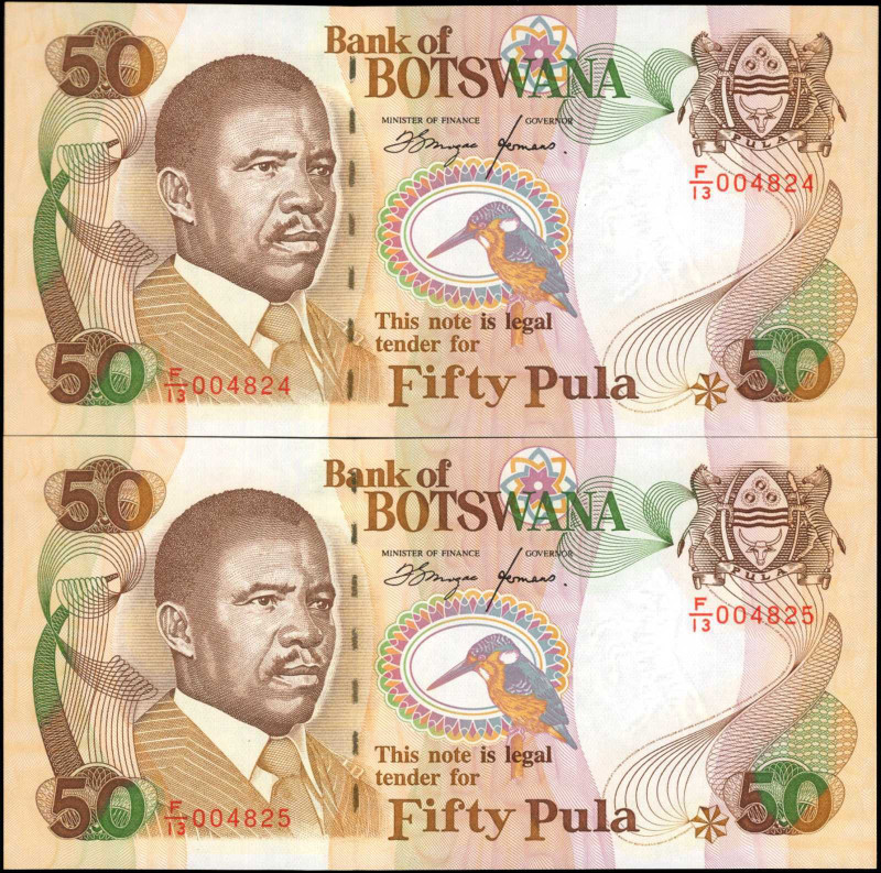 BOTSWANA. Lot of (2). Banka ya Botswana. 50 Pula, ND (1992). P-15. Consecutive. ...