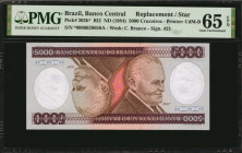 BRAZIL. Banco Central do Brasil. 5000 Cruzeiros, ND (1984). P-202b*. Replacement. PMG Gem Uncirculated 65 EPQ.

Estimate: $25.00 - $50.00