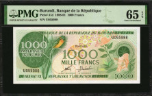 BURUNDI. Lot of (4). Banque de la Republique du Burundi. 10, 20 , 500 & 1000 Francs, 1970-91. P-20b, 27b, 30c & 31d. PMG Gem Uncirculated 65 EPQ to Su...