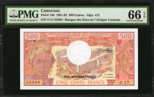 CAMEROON. Banque Des Etats De L'Afrique Centrale. 500 Francs, 1981-83. P-15d. PMG Gem Uncirculated 66 EPQ.

Last date of series with woman wearing h...