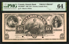 CANADA. Lot of (2). Ontario Bank. 10 Dollars, ND (1888). CH #555-18-06P1 & P2. Front & Back Proof. PMG Choice Uncirculated 64.

2 pieces in lot. Tor...