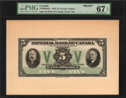 CANADA. Bank of Canada & Imperial Bank of Canada. 5 Dollars, 1933. CH #375-200-2aFP. Proof & Vignettes. PMG Superb Gem Uncirculated 67 EPQ.

3 piece...