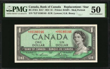 CANADA. Lot of (2). Bank of Canada. 1 Dollar, 1954. BC-37bA-i & BC-37dA. Replacements. PMG Choice Very Fine 35 & About Uncirculated 50.

Included in...