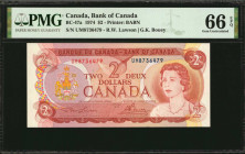 CANADA. Bank of Canada. 2 Dollars, 1974. BC-47a. PMG Gem Uncirculated 66 EPQ.

Estimate: $20.00 - $40.00