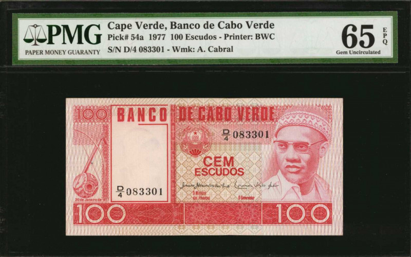 CAPE VERDE. Banco de Cabo Verde. 100 Escudos, 1977. P-54a. PMG Gem Uncirculated ...