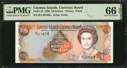 CAYMAN ISLANDS. Cayman Islands Currency Board. 25 Dollars, 1996. P-19. PMG Gem Uncirculated 66 EPQ.

Estimate: $75.00 - $150.00