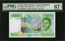 CENTRAL AFRICAN STATES. Banque Des Etats De L'Afrique Centrale. 5000 Francs, 2002. P-509F. PMG Superb Gem Uncirculated 67 EPQ.

Estimate: $50.00 - $...