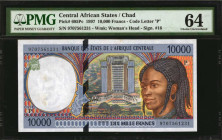 CENTRAL AFRICAN STATES. Banque Des Etats De L'Afrique Centrale. 10,000 Francs, 1997. P-605Pc. PMG Choice Uncirculated 64.

Estimate: $90.00 - $150.0...