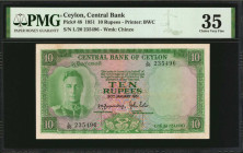 CEYLON. Central Bank of Ceylon. 10 Rupees, 1951. P-48. PMG Choice Very Fine 35.

Estimate: $150.00 - $150.00