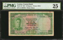CEYLON. Central Bank of Ceylon. 10 Rupees, 1951. P-48. PMG Very Fine 25.

Estimate: $100.00 - $200.00