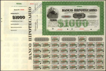 CHILE. Banco Hipotecario. 1000 Pesos, 19xx. P-Unlisted. Specimen Bond. About Uncirculated.

Hole punch cancelled with red specimen overprint.

Est...