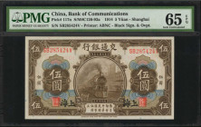 CHINA--REPUBLIC. Bank of Communications. 5 Yuan, 1914. P-117n. PMG Gem Uncirculated 65 EPQ.

Estimate: $30.00 - $50.00