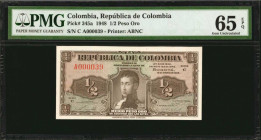 COLOMBIA. Republica de Colombia. 1/2 Peso Oro, 1948. P-345a. PMG Gem Uncirculated 65 EPQ.

Estimate: $100.00 - $150.00