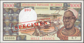 CONGO REPUBLIC. Republique Populaire du Congo. 1000 Francs, 1981. P-3bs. Specimen. Uncirculated.

Estimate: $150.00 - $250.00