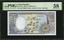 CONGO REPUBLIC. Republique Populaire du Congo. 1000 Francs, 1987-89. P-10a. PMG Choice About Uncirculated 58.

Estimate: $25.00 - $50.00