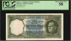 TURKEY. Turkiye Cumhuriyet Merkez Bankasi. 100 Lira, 1930 (1964). P-177a. PCGS Currency Choice About New 58.

Estimate: $200.00 - $400.00