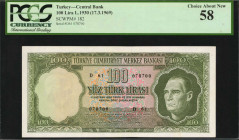 TURKEY. Turkiye Cumhuriyet Merkez Bankasi. 100 Lira, 1930 (1969). P-182. PCGS Currency Choice About New 58.

Estimate: $200.00 - $300.00
