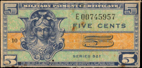UNITED STATES. Military Payment Certificates. 5 Cents. Series 521. Replacement. Fine.

Replacement note with only 51 registered from this denominati...