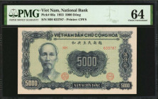 VIETNAM. Viet-Nam Dan-Chu Cong-Hoa. 5000 Dong, 1953. P-66a. PMG Choice Uncirculated 64.

A high denomination note which depicts Ho Chi-Minh at left ...