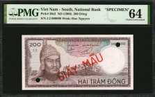 VIETNAM, SOUTH. National Bank. 200 Dong, ND (1966). P-20s2. Specimen. PMG Choice Uncirculated 64.

Estimate: $150.00 - $250.00