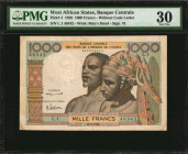 WEST AFRICAN STATES. Banque Centrale Des Etats De L'Afrique De L'Ouest. 1000 Francs, 1959. P-4. PMG Very Fine 30.

Estimate: $75.00 - $150.00