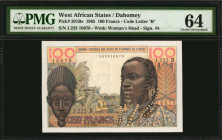 WEST AFRICAN STATES. Banque Centrale Des Etats De L'Afrique De L'Ouest. 100 Francs, 1965. P-201Be. PMG Choice Uncirculated 64.

Estimate: $50.00 - $...